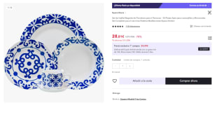 Tech Vajilla de porcelana de 6 servicios 30 piezas, con un diseño elegante para su mesa. Bengoa gourmet Tools por 17.29€