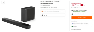 Barra de Sonido Inalámbrica 2.1 240W Hisense HS2100 por 120€