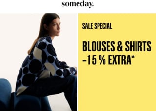 15 % extra korting op reeds afgeprijsde blouses en shirts bij Someday.