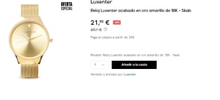 Reloj Luxenter acabado en oro amarillo de 18K - Skab por 21.9€