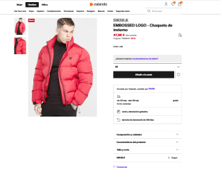 Chaqueta SIKSILK EMBOSSED LOGO de invierno por solo 47,98€