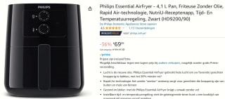 Philips Airfryer Essential HD9200/90 - Hetelucht friteuse voor €69,99 bij Amazon