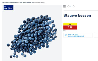 500 Gr. Blauwe bessen voor €3,49 bij de Aldi
