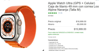 Apple Watch Ultra (GPS + Celular) por $15,999 en Costco
