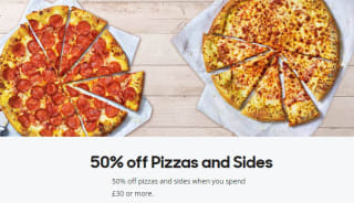 Capture 50% off pizzas and sides available at Pizza Hut