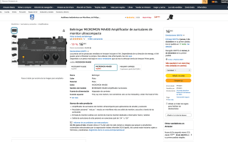 Amplificador de auriculares monitor ultracompacto Behringer por 16,99€