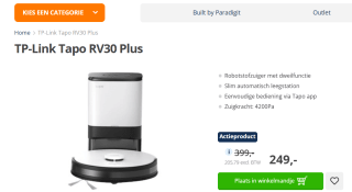 TP-Link Tapo RV 30 Plus - Robotstofzuiger met dweilfunctie voor €249 bij Paradigit