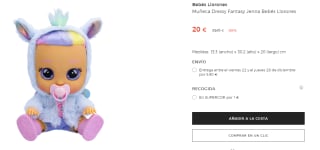 Bebés Llorones Muñeca Dressy Fantasy Jenna por 20€