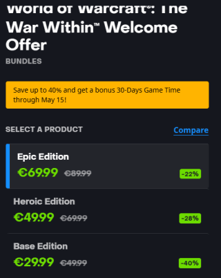 World of Warcraft: The War Within Welcome Offer Base Edition voor €29,99
