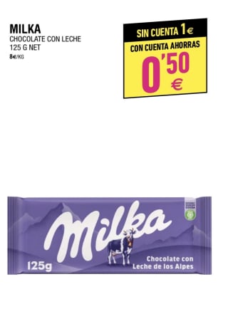 Chocolate Milka 125G - [ SOLO TIENDAS ] por 0,50€