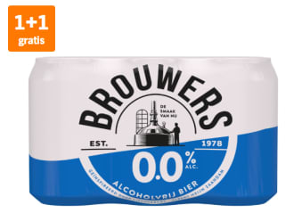 Brouwers Alcoholvrij bier 0.0% 6-pack 1+1 gratis bij de AH