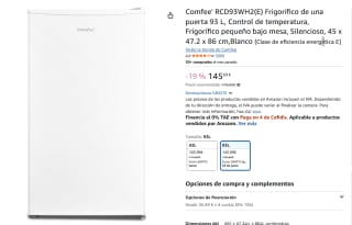Comfee RCD93WH2 Frigorífico de una puerta 93 litros por 145,99€
