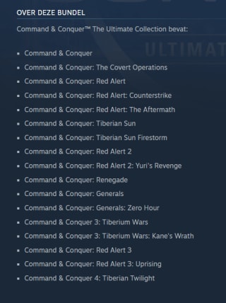 Command & Conquer™ The Ultimate Collection bundel met 17 games voor €6 via Steam