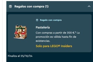 Regalo pasteleria lego por compras de a partir 200€ para miembros