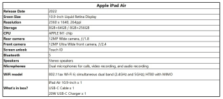 Apple iPad Air 2022 64GB iPad Air 5 M1 Chip 10.9 pulgadas por 436,26€ Envío desde España