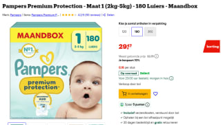 Pampers Premium Protection Luiers Maat 1 (2-5kg) 180 stuks voor €29,47 bij Bol