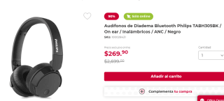 Audífonos de Diadema Philips TABH305BK por $269