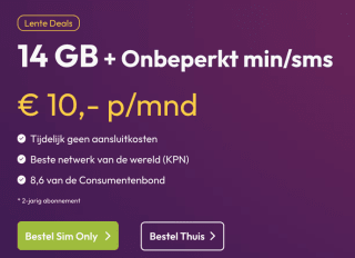 Onbepert bellen/sms + 14 GB data voor 10 euro per maand