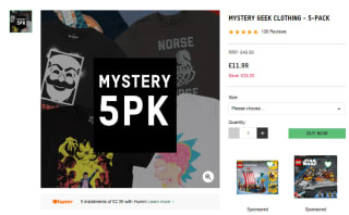 Mystery Geek T-Shirts - 5 Pack for £11.99 at Zavvi