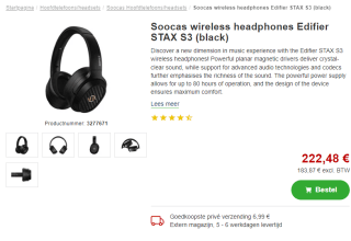 Edifier: Stax Spirit S3 Over-Ear Bluetooth hoofdtelefoon - voor €222,48 bij Proshop