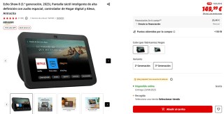 Echo Show 8 (3.ª generación, 2023), Pantalla táctil inteligente de alta definición con audio espacial por 127,49€