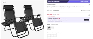 Pack 2 Tumbonas de Exterior Plegables Gravedad Zero por 62,99€ (Cuenta Nueva 50,99€)