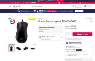Mouse Gamer HyperX 29HYXMC005 por $2.990