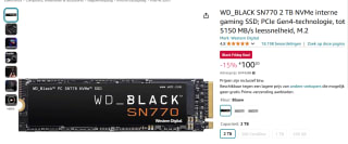 WD_BLACK SN770 2 TB NVMe interne gaming SSD voor €100,20 bij Amazon