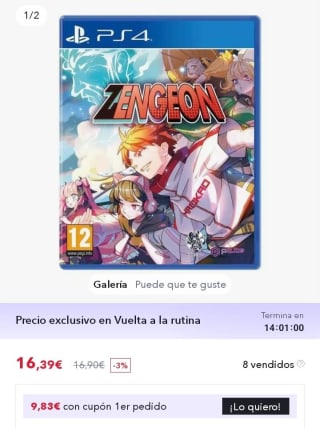 Zengeon PlayStation 4 por 16,83€.