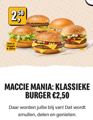 Klassieke burger voor maar €2,50 bij McDonald’s
