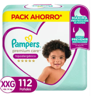 Pañales Premium Care Xxg, 112 Un por $22.545