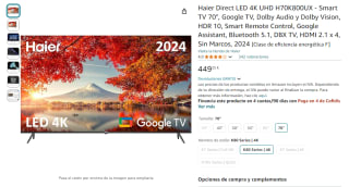 TV 70" Haier H70K800UX K80 Series, UHD 4K, Smart Google TV, HDR10 por 449,25€