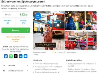 Entree voor het Spoorwegmuseum in Utrecht voor €12,50 via Social Deal