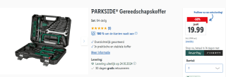 Parkside gereedschapskoffer 64-delig voor €19,99 in de Lidl webshop