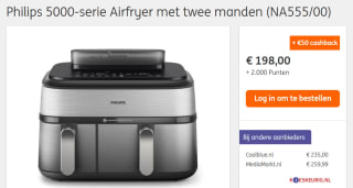 Philips 5000 Series Dual Basket NA555/00 voor €149 + 2.000 ING punten en cashback