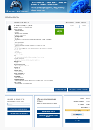 PC Gaming CSL 5683 Asus RTX 4060 8GB Ryzen 5 5500 16GB 500GB por solo 584€