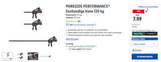 PARKSIDE PERFORMANCE Eenhandige klem 120 kg voor €7,99 bij Lidl