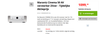 Marantz Cinema 50 AV versterker Zilver voor €1.099 bij Aplollo
