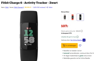 Fitbit Charge 6 - Activity Tracker - Zwart voor €107bij Bol