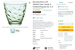 6 vasos verdes Bormioli Rocco HP por 2,95€