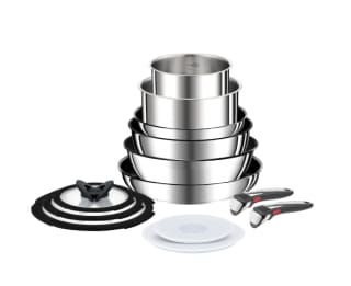 Tefal Ingenio Preference On - Juego de 2 Sartenes + Wok + guisera + 2 cazos + 5 accesorios + 2 Mangos extraíbles, sartenes antiadherentes, revestimiento titanio por 199.99€