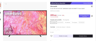 Smart Tv marca Samsung QLED 4K Serie Q60C de 43" por 384€