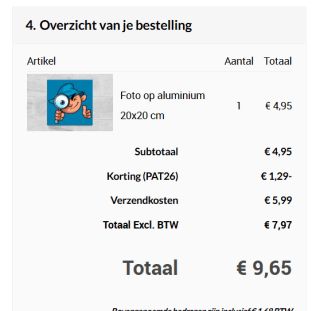 Eigen foto op aluminium vanaf €3,66 met code bij Topdoek