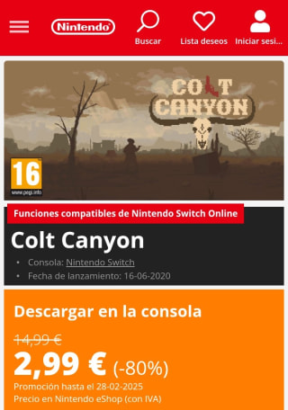 Colt Canyon Nintendo Switch por 2,99€.9