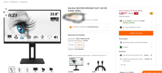 Monitor MSI PRO MP242AP 23.8" LED IPS FullHD 100Hz por 116,10€