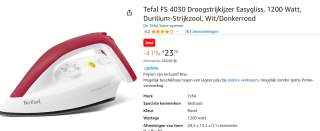 Tefal Droogstrijkijzer voor €23,72 bij Amazon