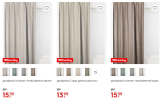 30% korting op raamdecoratie en gordijnen bij HEMA