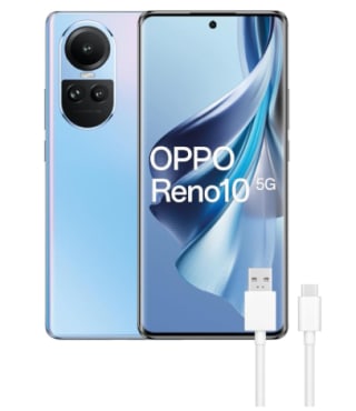 Móvil - OPPO Reno10 5G, Ice Blue, 256 GB, 8 GB RAM, 6.7" AMOLED Full HD+, Mediatek Dimensity 7050, 5000 mAh, Android 13 por 360.31€