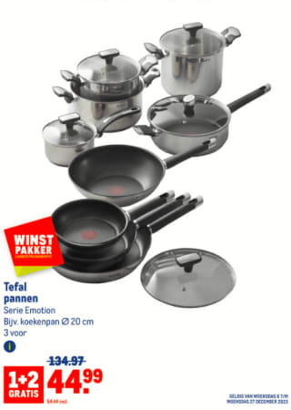 Alle Tefal Emotion pannen 1+2 gratis bij de Makro
