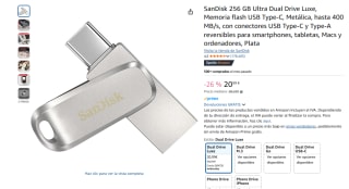 SanDisk 256 GB Ultra Dual Drive Luxe, Memoria flash USB Type-C por 20,99€